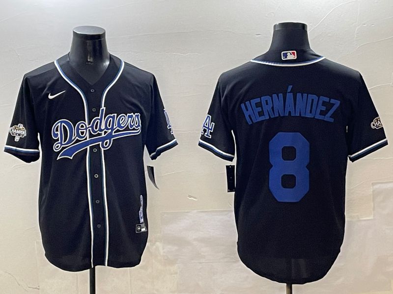 Men Los Angeles Dodgers 8 Hernandez Black Fashion Game 2025 Nike MLB Jersey style 306